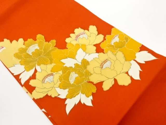 JAPANESE NAGOYA OBI / SHIOZE / KINSAI / EMBROIDERY / PEONY
